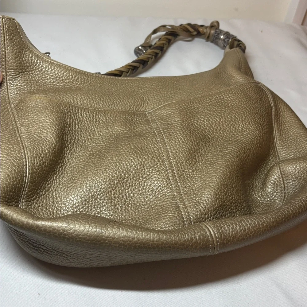Brighton Gold Metallic Textured Leather Shoulder Bag